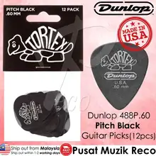 

Dunlop 488P.60 Tortex Pitch Black Standard 0.60mm Guitar Picks Player Pack MADE IN USA (12pcs)