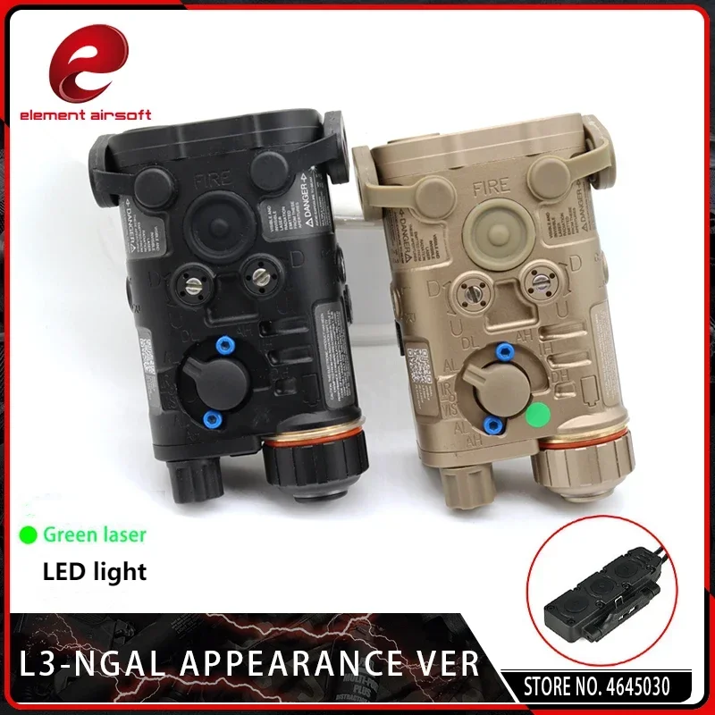 

Element Airsoft Nylon Hunting Light PEQ15 Tactical Flashlight L3-NGAL LED Flashlight Green or Red Laser and IR Laser