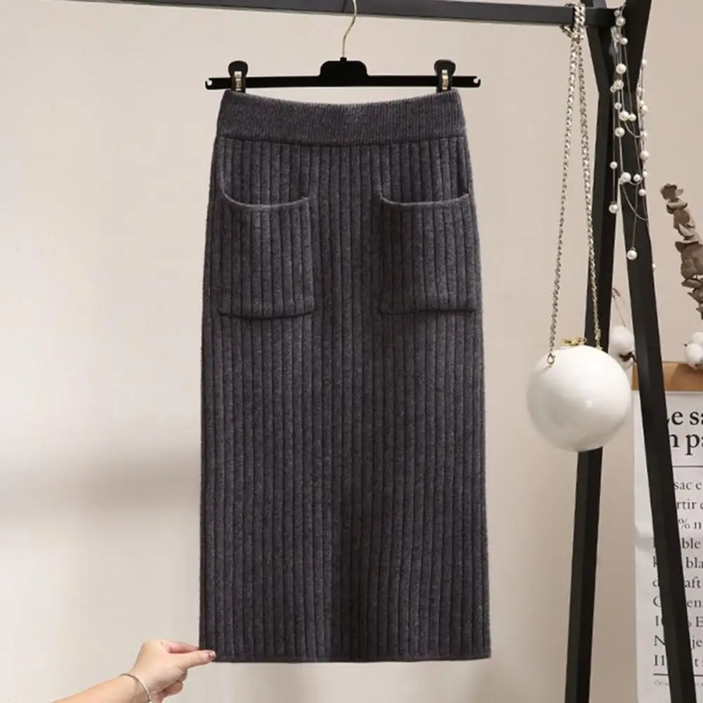 Women Winter Fall Skirt Knitted Thick High Waist Elastic Casual Style Skirt Pure Color Striped OL Commute Mid Length Midi Skirt
Women Winter Fall Skirt Knitted Thick High Waist Elastic Casual Style Skirt Pure Color Striped OL Commute Mid Length Midi Skirt