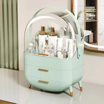 Caixas de Armazenamento de Maquiagem: Mantenha Seus Itens Essenciais de Beleza Organizados e Elegantes 6 Desktop Makeup Organizers With Lid Large Capacity Cosmetic Storage Box Skin Care Storage Drawer Dustproof Make up Brushes Holder