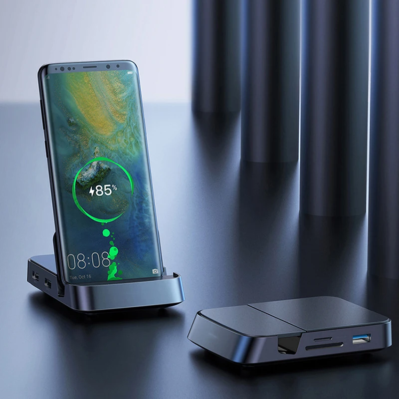 7 in 1 USB C HUB Phone Holder Type C Docking Station USB 3.0 & 2.0 USB HUB Type C HUB Charging Port Adapter
7 in 1 USB C HUB Phone Holder Type C Docking Station USB 3.0 & 2.0 USB HUB Type C HUB Charging Port Adapter