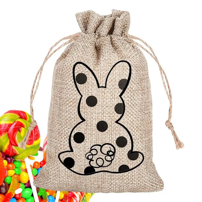 

Easter Drawstring Bags Easter Bunny Burlap Gift Bags With Drawstring Candy Bags Jewelry Pouches For Wedding Favors Party DIY