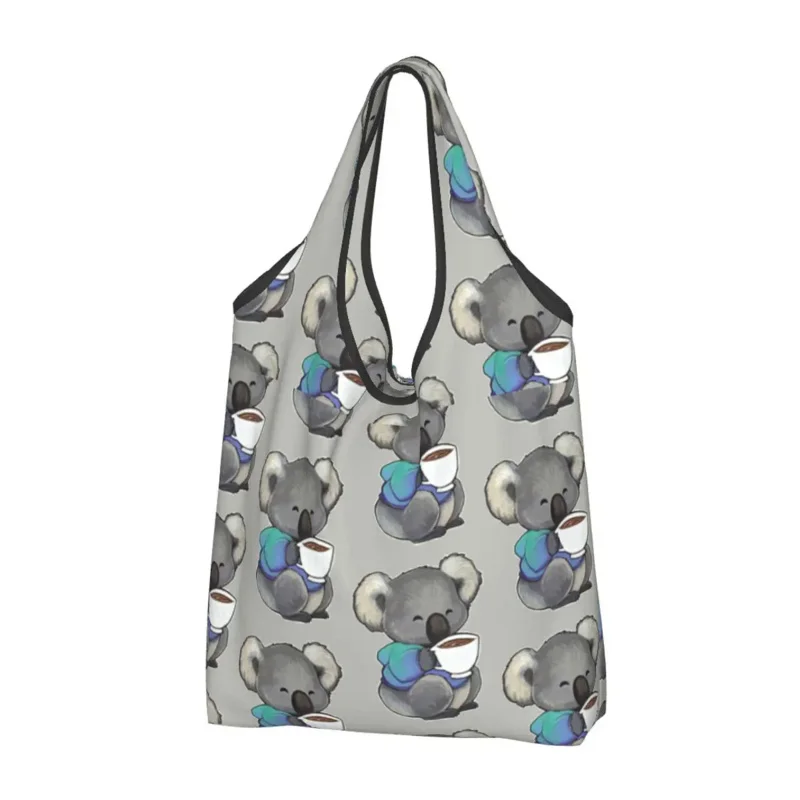 

Comfort Koala Coffee Tea Grocery Shopping Tote Bags Women Fashion Animal Bear Shopper Shoulder Bags Large Capacity Handbag