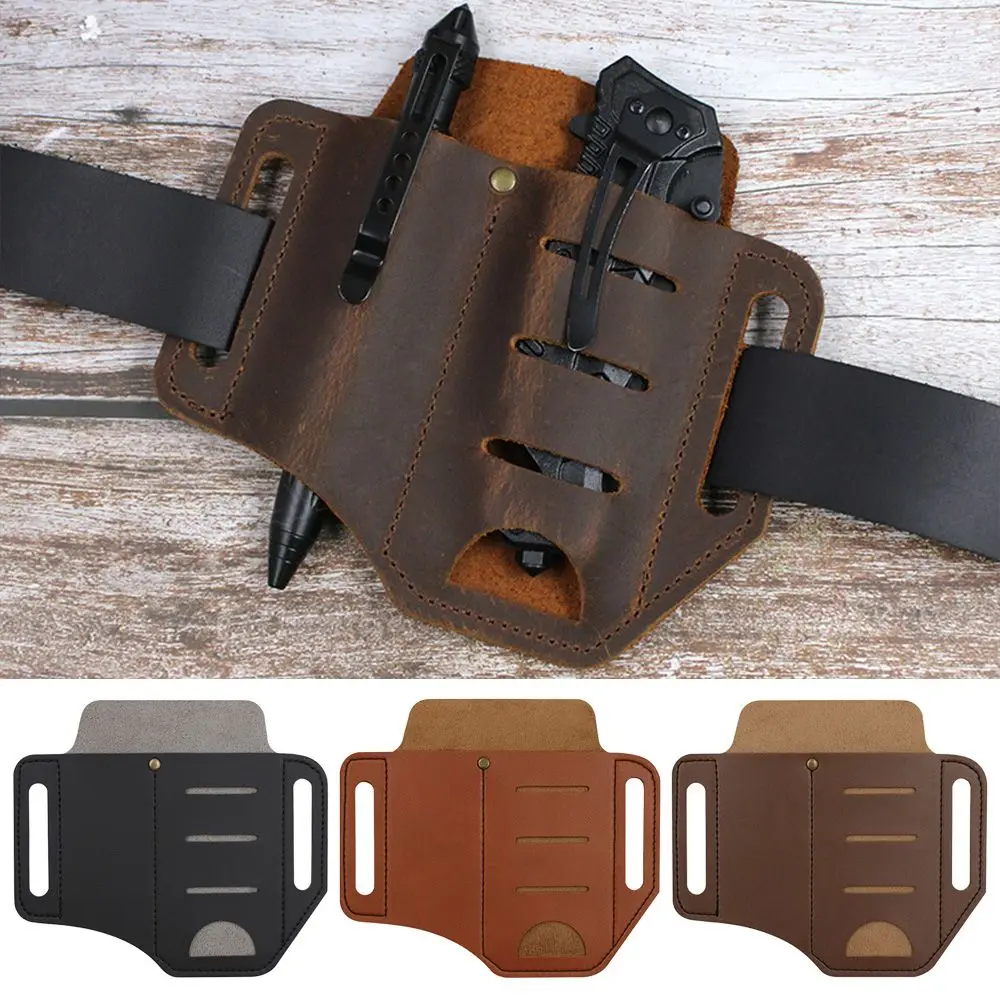 

Sheath Holster Pocket Hunt Leather Sheath Holder Fold Knife Tool Flashlight Case Camp Outdoor Carry Belt Loop Case