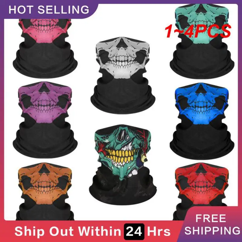 

1~4PCS Riding Camping Scarf Sun Protection Stylish Seamless Sun Protection Bandana Neck Gaiters Skull Pattern