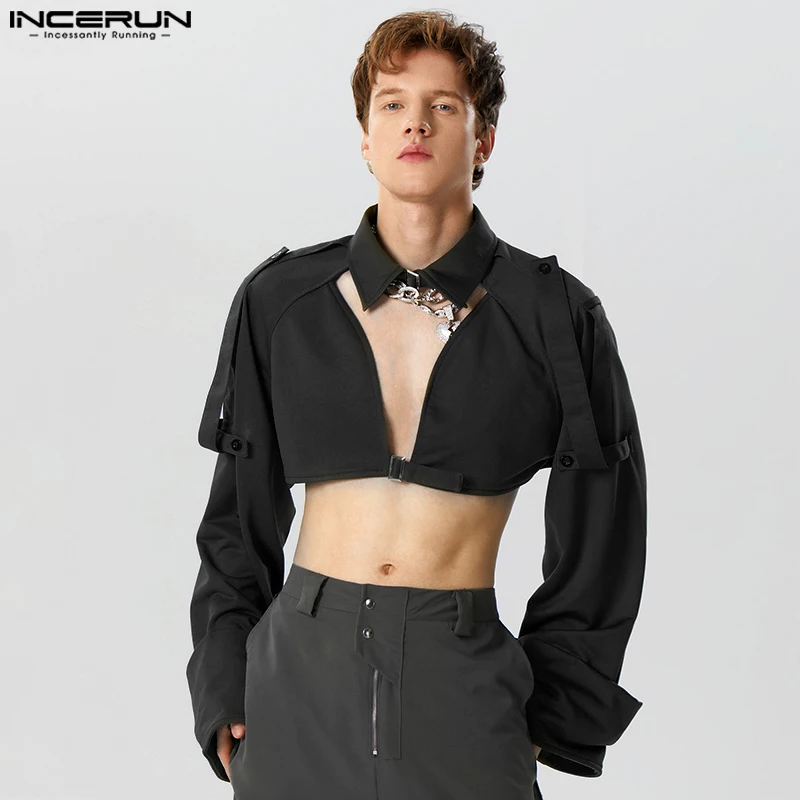 Stylish Hot Selling Tops INCERUN New Mens Overall Metal Buckle Cropped Shirts Sexy Long Sleeved Solid Pullover Blouse S-5XL 2023
Stylish Hot Selling Tops INCERUN New Mens Overall Metal Buckle Cropped Shirts Sexy Long Sleeved Solid Pullover Blouse S-5XL 2023