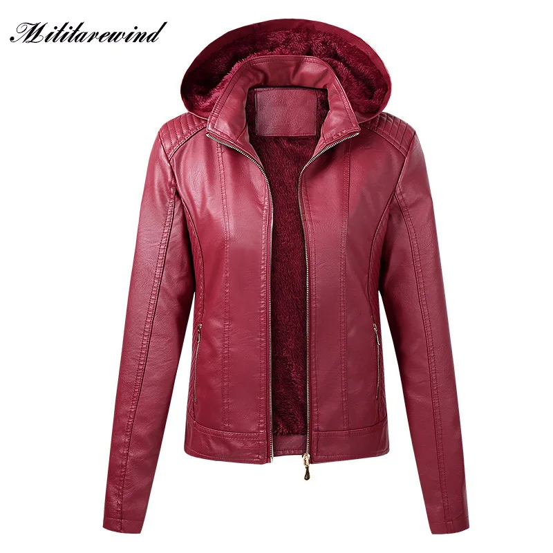 Hooded Windbreaker Keep Warm Faux Leather Jacket Women Fashion New Autumn Winter Fleece PU Leather Coat Femme Biker Jacket M-XXL
Hooded Windbreaker Keep Warm Faux Leather Jacket Women Fashion New Autumn Winter Fleece PU Leather Coat Femme Biker Jacket M-XXL