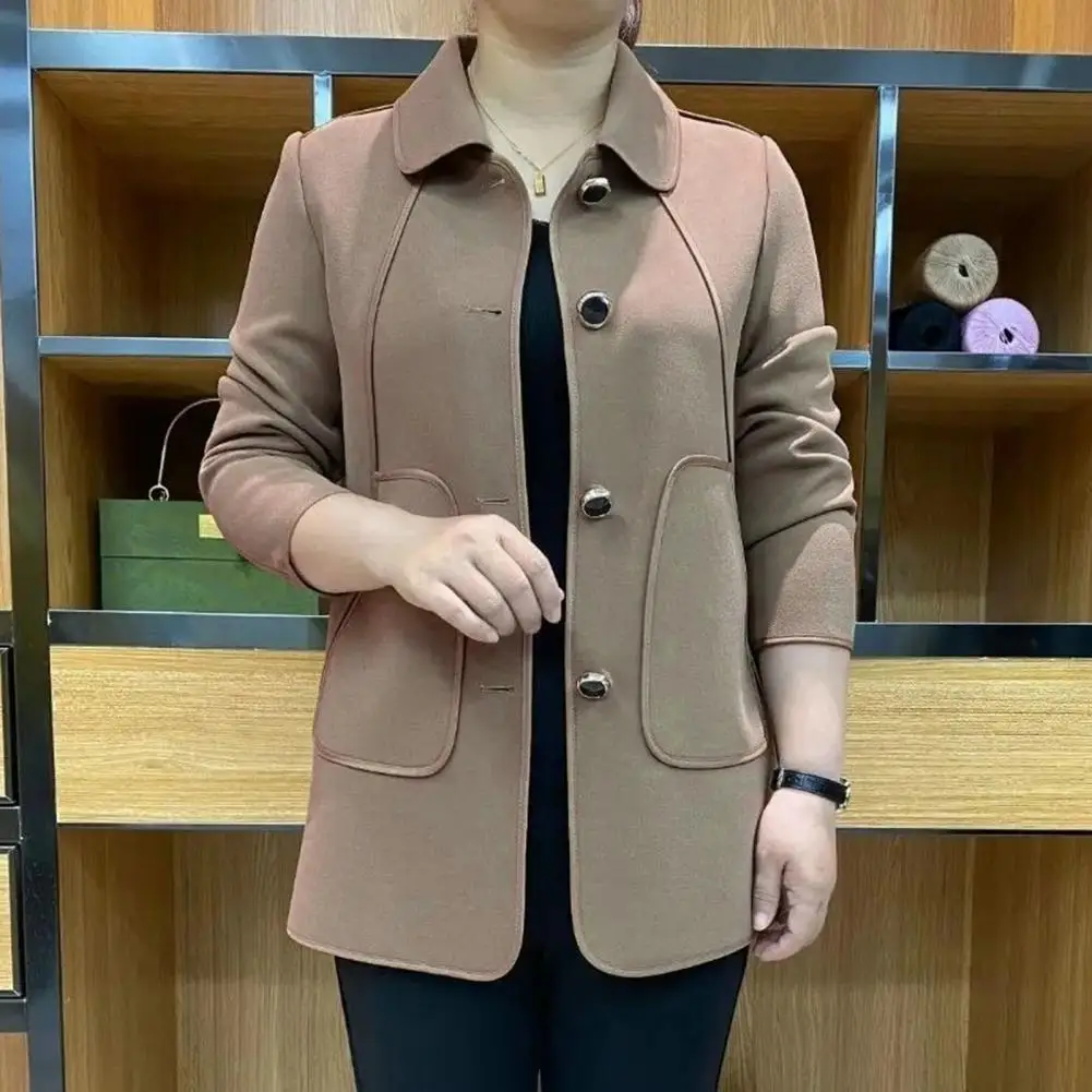 Women Button Closure Coat Stylish Middle-aged Women's Cardigan Jacket Loose Fit Turn-down Collar Solid Coat for Mothers
Women Button Closure Coat Stylish Middle-aged Women's Cardigan Jacket Loose Fit Turn-down Collar Solid Coat for Mothers