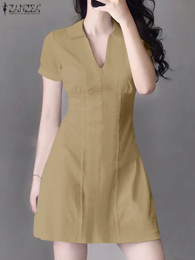 ZANZEA Fashion A-line Short Vestidos Elegant Women Corset Dress Office Wear Lapel V-neck Short Sleeve Cinched Waist Mini Dress
ZANZEA Fashion A-line Short Vestidos Elegant Women Corset Dress Office Wear Lapel V-neck Short Sleeve Cinched Waist Mini Dress