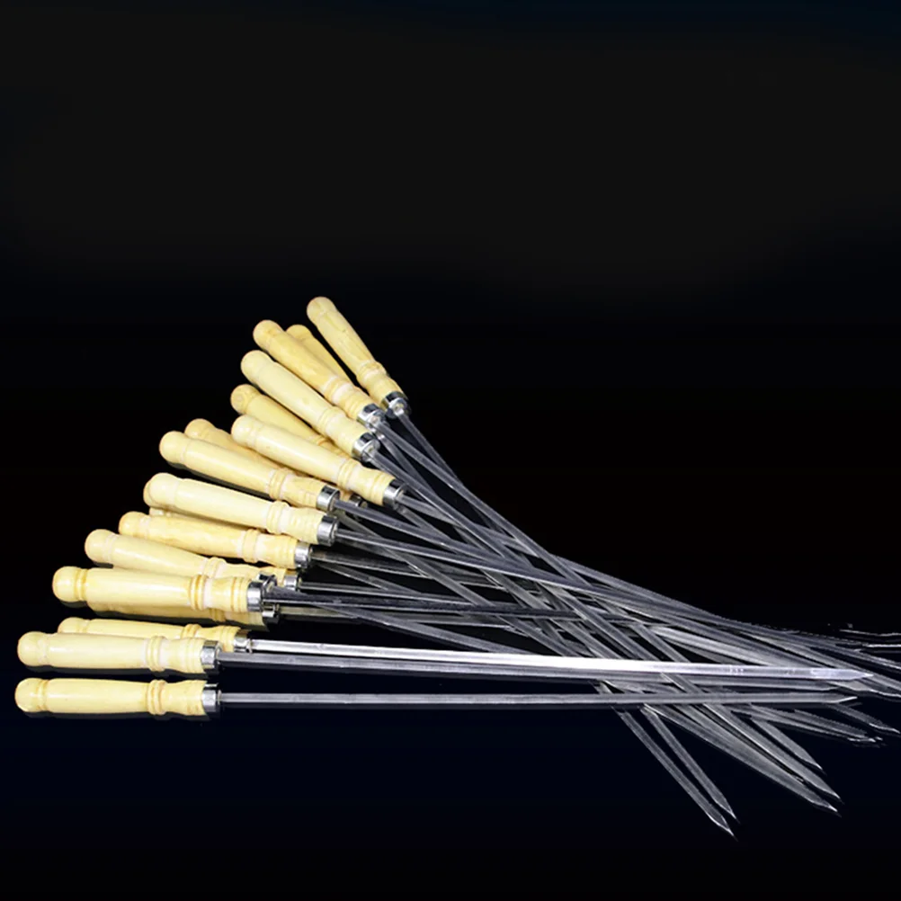 25 Pcs Barbecue Sign Reusable BBQ Skewer Stainless Steel Grilling Skewers Wooden
25 Pcs Barbecue Sign Reusable BBQ Skewer Stainless Steel Grilling Skewers Wooden