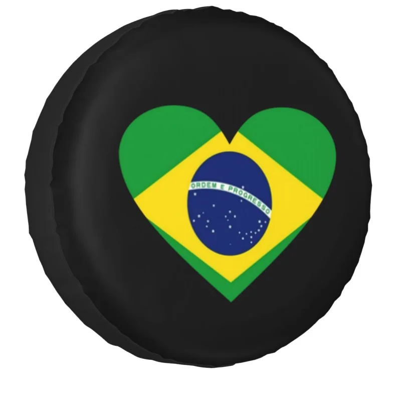 

Custom National Flag Of Brazil Spare Tire Cover for Jeep Hummer Brazilian Heart Car Wheel Protectors 14" 15" 16" 17"