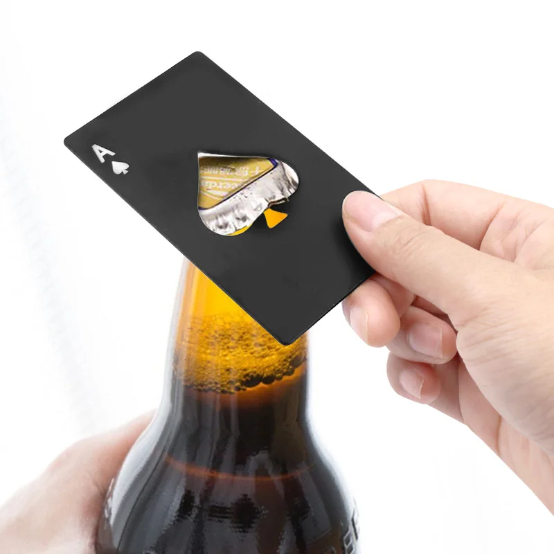 

Beer Bottle Picker Opener Poker Creative Pocket Metal Multifunction Credit Card Bottle Opener Black Peach A Stainless Steel