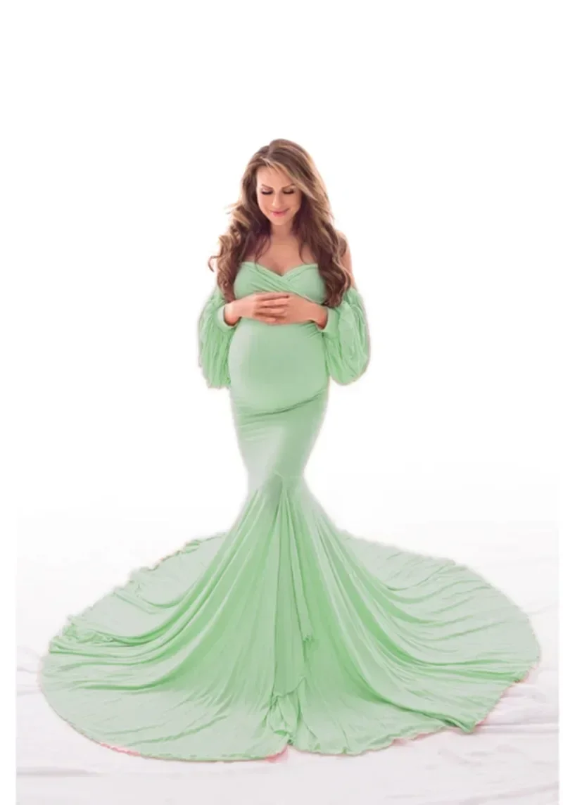 

Shoulderless Maternity Dresses For Photo Shoot Sexy Maxi Maternity Gown Long Pregnant Women Photography Prop Pregnancy Dress