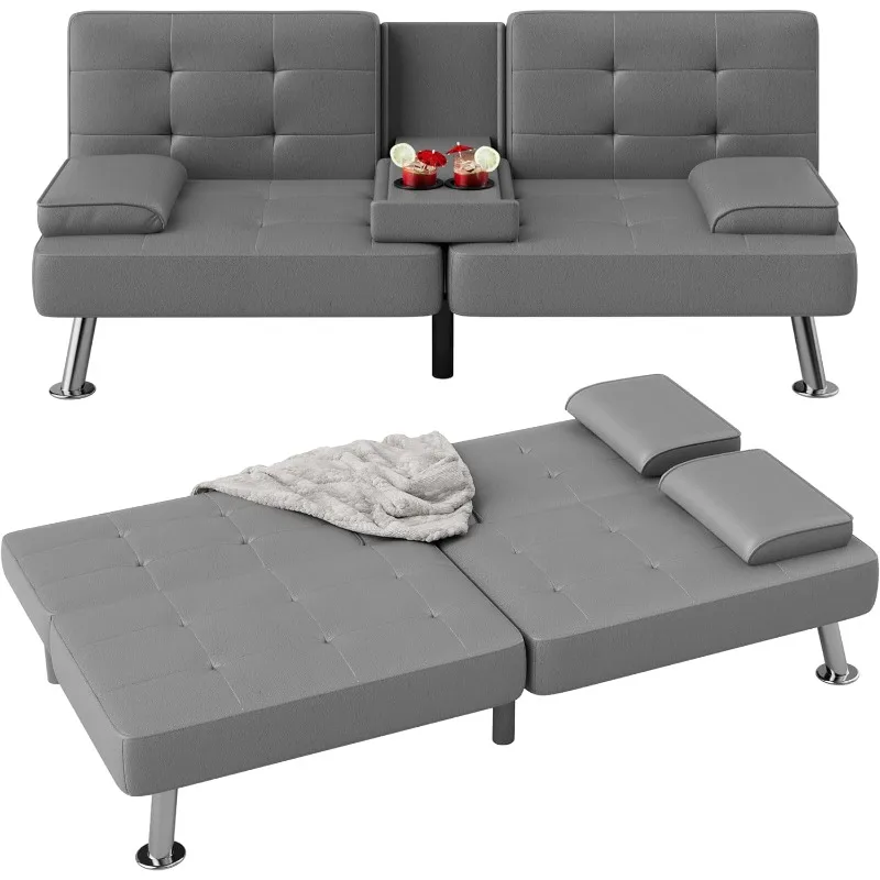 Диван-кровать Futon, современный диван из искусственной кожи, складной диван-трансформер, рабочая комната с 2 держателями чашек и подлокотником (серый)
Диван-кровать Futon, современный диван из искусственной кожи, складной диван-трансформер, рабочая комната с 2 держателями чашек и подлокотником (серый)