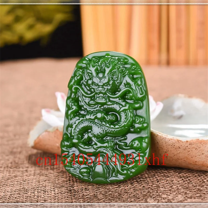 Natural Green Hetian Jade Dragon Pendant Necklace Fashion Jewelry Carved Jadeite Accessories Charm Talisman Gifts for Men Women
Natural Green Hetian Jade Dragon Pendant Necklace Fashion Jewelry Carved Jadeite Accessories Charm Talisman Gifts for Men Women