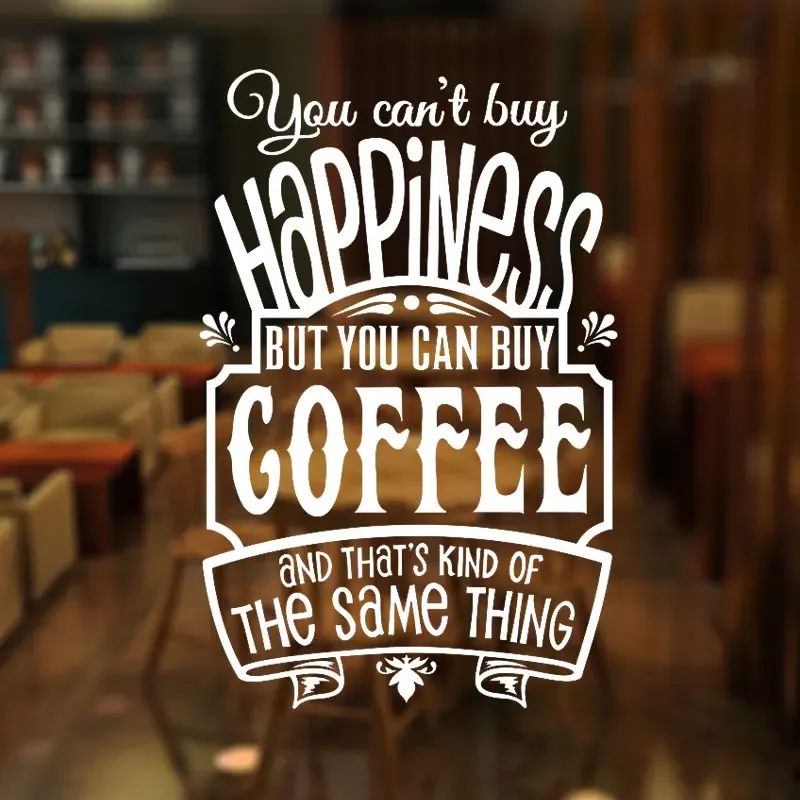 You Can't Buy Happiness But You Can Buy Coffee Quote Wall Sticker Vinyl Cafe Shop Window Decoration Removable Mural Decals 3W22
You Can't Buy Happiness But You Can Buy Coffee Quote Wall Sticker Vinyl Cafe Shop Window Decoration Removable Mural Decals 3W22