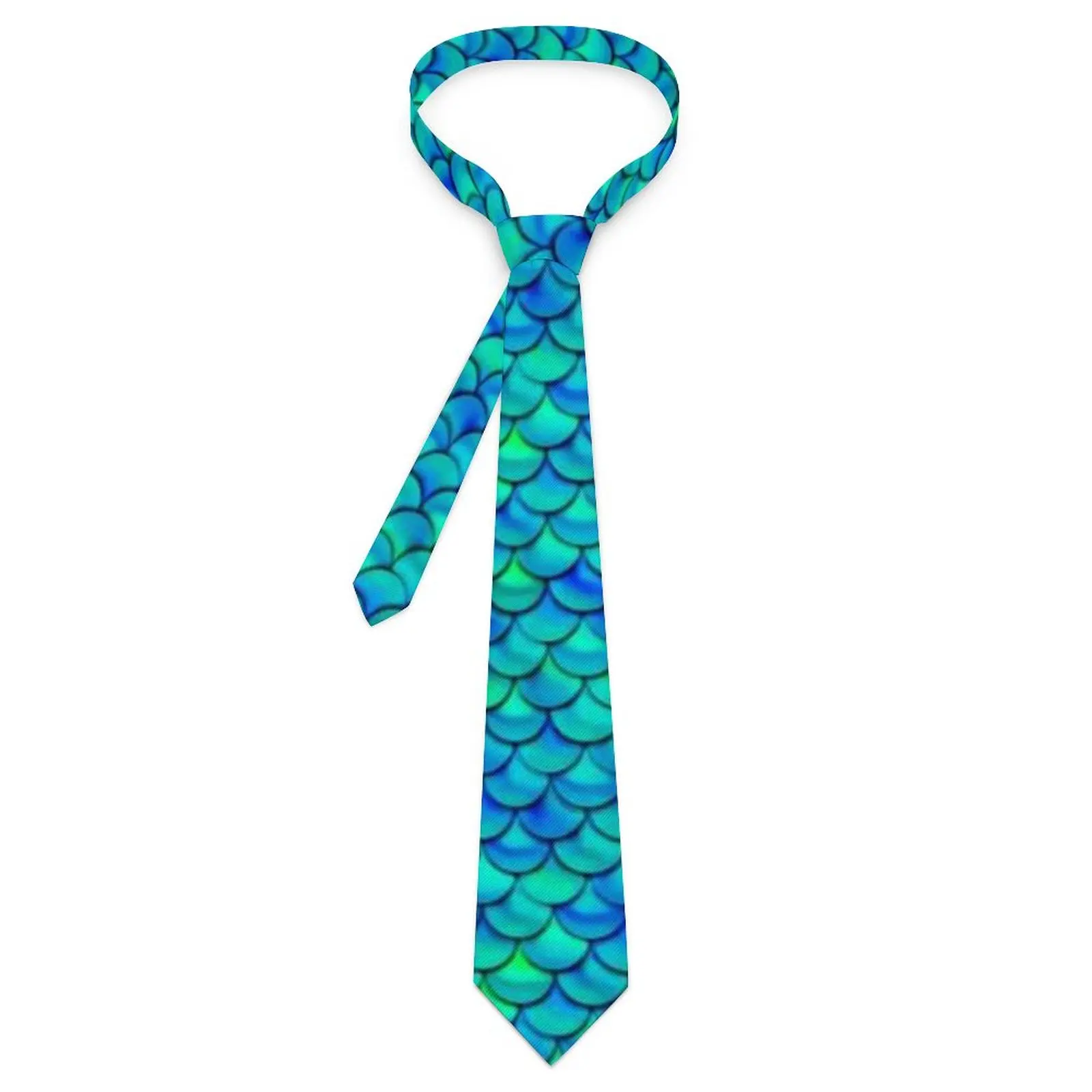 

Colorful Mermaid Tie Aqua Blue Scales Daily Wear Neck Ties Classic Elegant Neck Tie For Women Graphic Collar Tie Necktie Gift