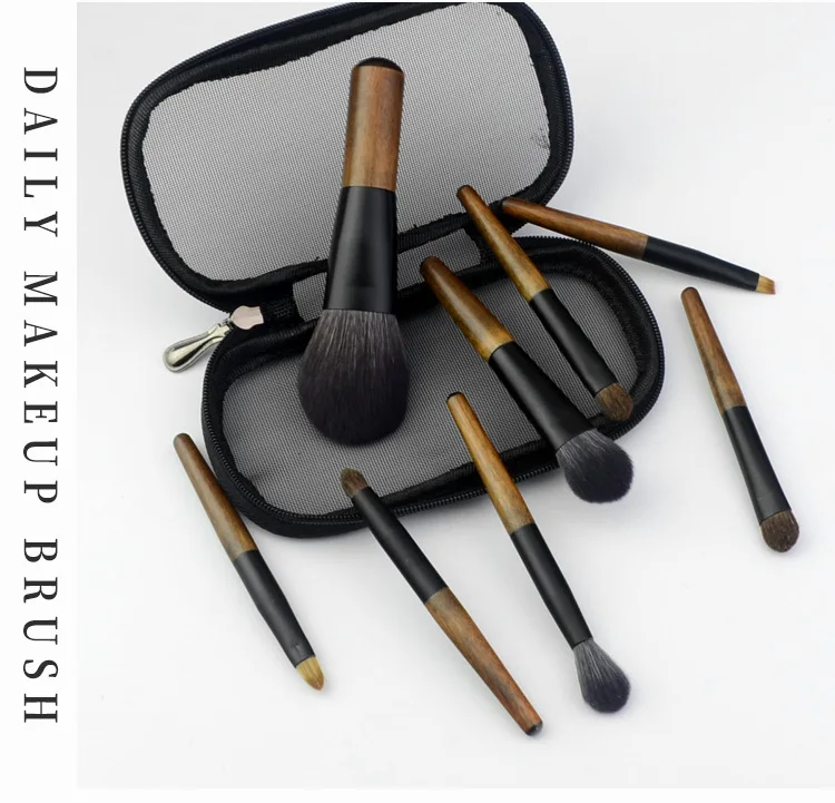 8 Pcs Mini Soft Wooden Makeup Brush Set - Powder,Stippling,Eyeshadow,Blush,Highlighter,Contour,Blending Brushes 46 Sb5ee0045593446d890a4349916b71f2bl