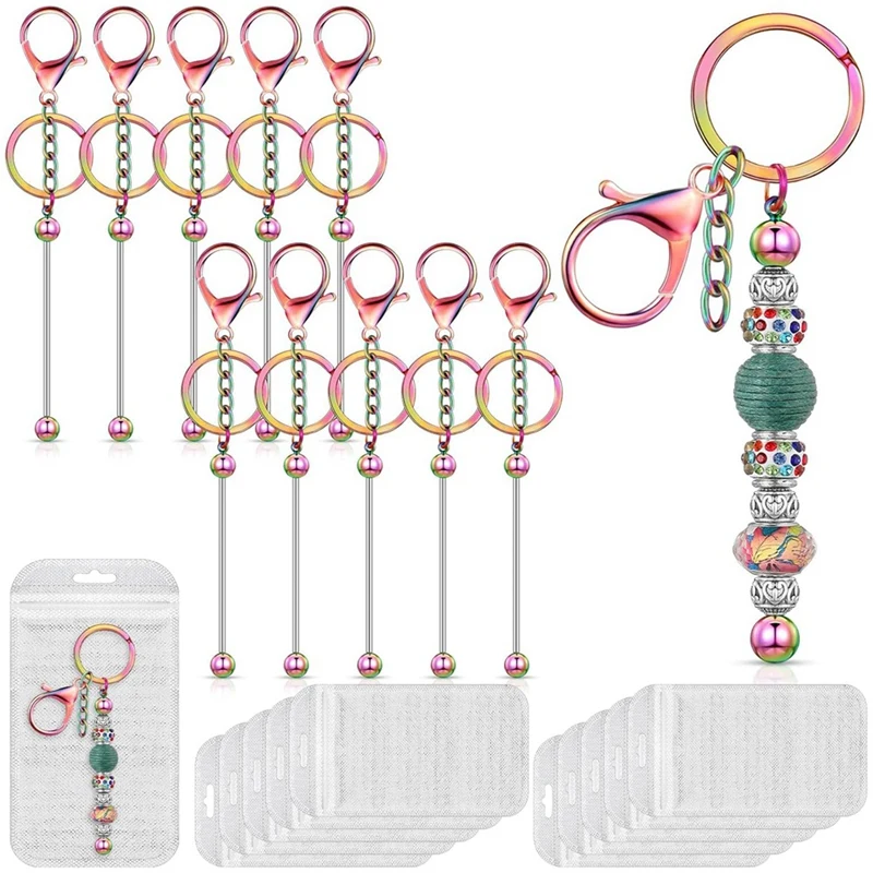 10 PCS Beadable Keychain Bars With Resealable Pouch Bag Multicolor For Beads Blank Keychain Metal Beaded Keychain For DIY
10 PCS Beadable Keychain Bars With Resealable Pouch Bag Multicolor For Beads Blank Keychain Metal Beaded Keychain For DIY