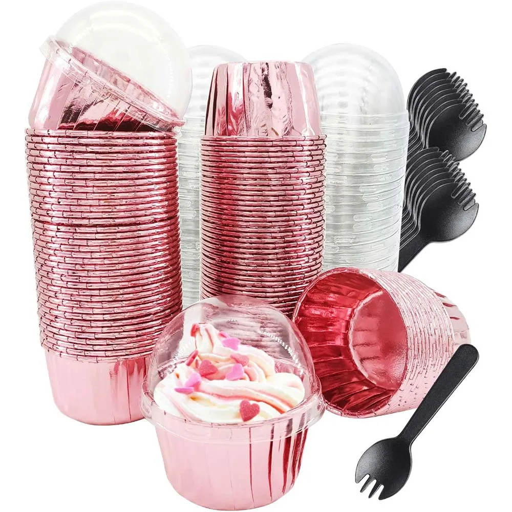 Foil Cupcake Liners with Dome Lids, 3.5Oz Cups for Baking,Disposable Ramekins Muffin Tins Cupcake Wrappers, with Spoons
Foil Cupcake Liners with Dome Lids, 3.5Oz Cups for Baking,Disposable Ramekins Muffin Tins Cupcake Wrappers, with Spoons