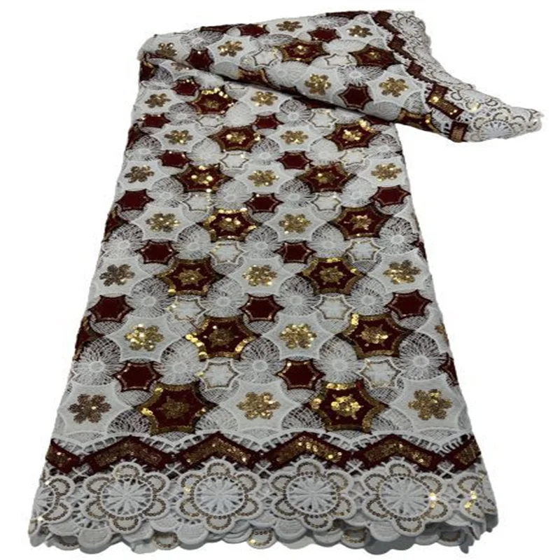 

Африканская кружевная ткань 2023, белая/Золотая Высококачественная французская сетчатая кружевная ткань с блестками, нигерийские кружевные ткани для свадебного платья