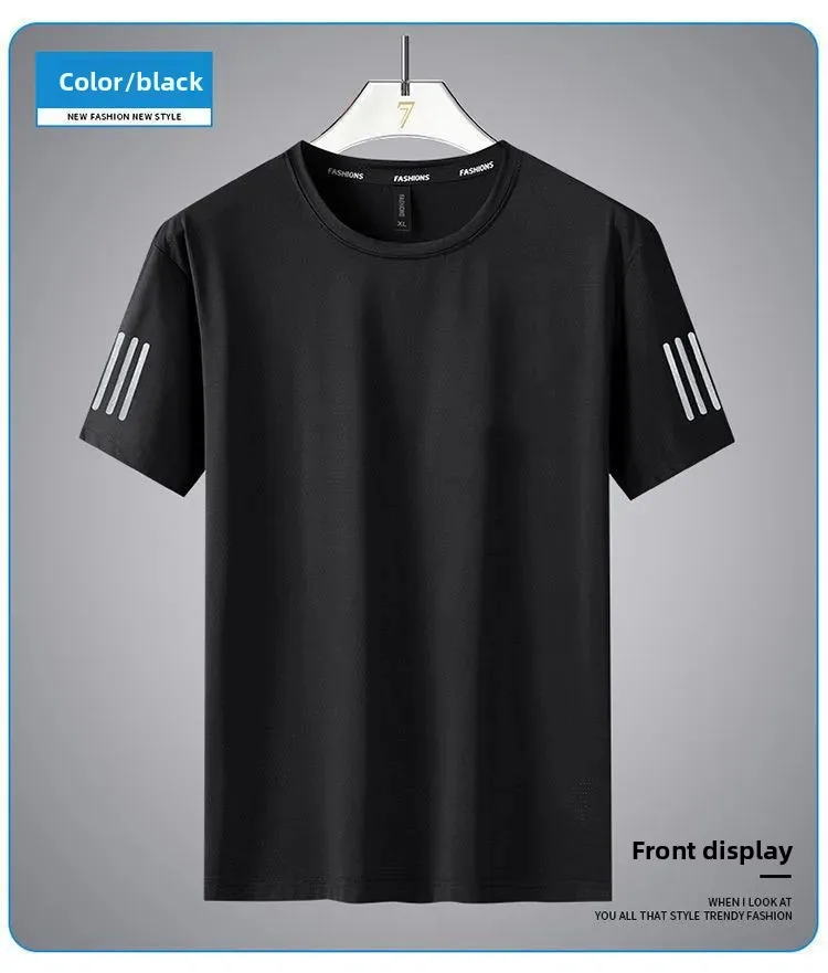 الصيف الحرير الجليد تي شيرت رجالي سريعة الجافة رقيقة قصيرة الأكمام نصف كم فضفاضة تناسب رياضي رداء علوي غير رسمي تنفس حجم كبير طاقم Nec الصيف الحرير الجليد تي شيرت رجالي سريعة الجافة رقيقة قصيرة الأكمام نصف كم فضفاضة تناسب رياضي رداء علوي غير رسمي تنفس حجم كبير طاقم Nec