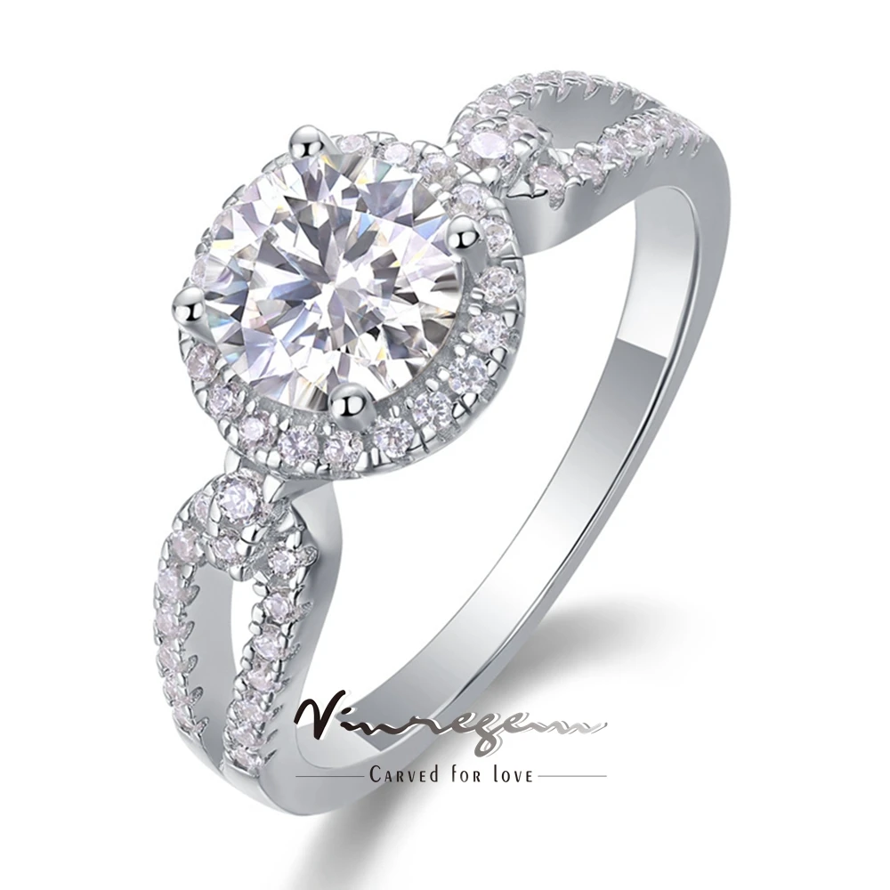 Vinregem 3EX VVS1 D Color Round Cut 1CT 6.5MM Real Moissanite Diamond Engagement Ring for Women 100% 925 Sterling Silver Jewelry
Vinregem 3EX VVS1 D Color Round Cut 1CT 6.5MM Real Moissanite Diamond Engagement Ring for Women 100% 925 Sterling Silver Jewelry