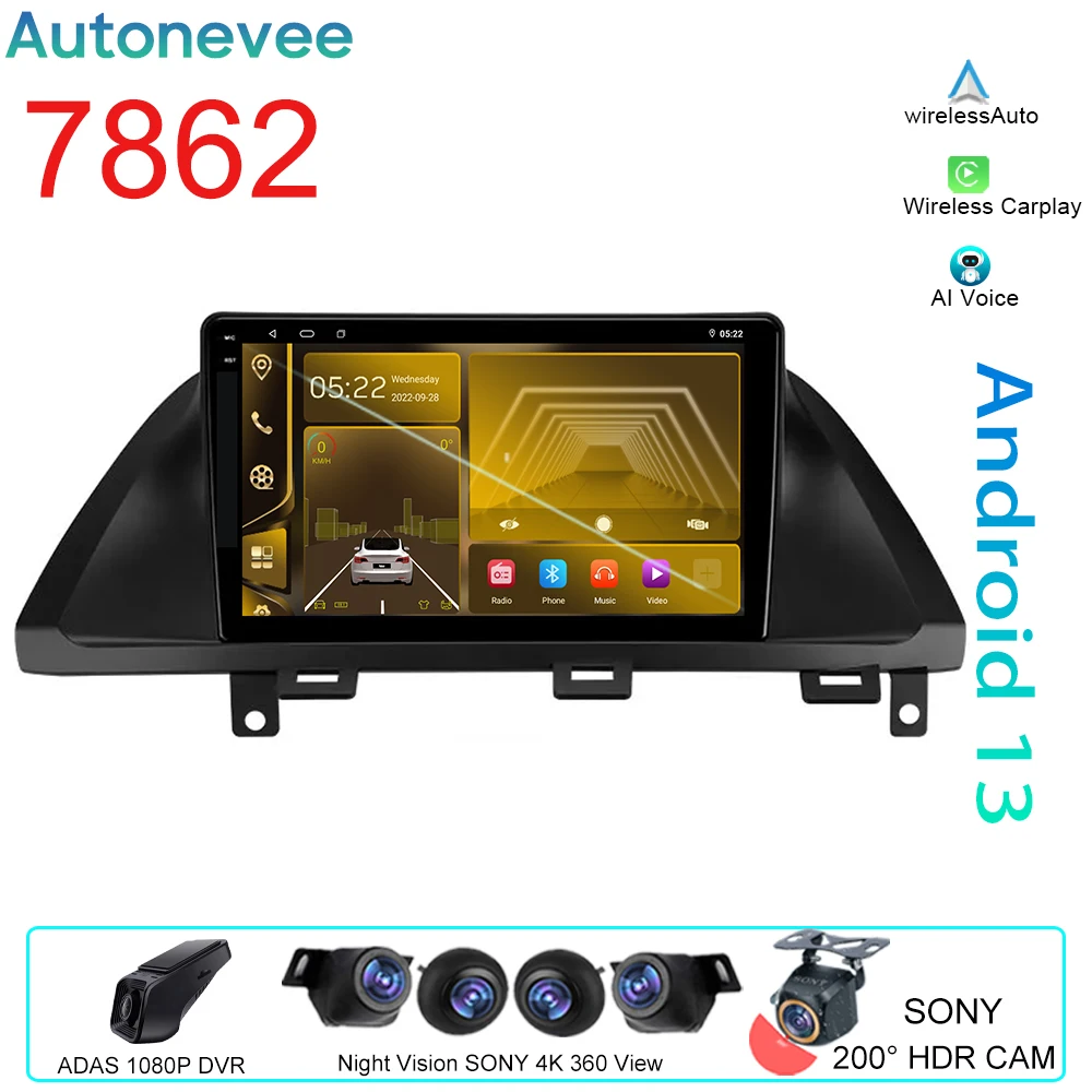 

7862 For Honda Odyssey 2005 - 2010 Video Player Android Auto Car Radio GPS Navigation Multimedia WIFI Stereo Carplay No 2din DVD