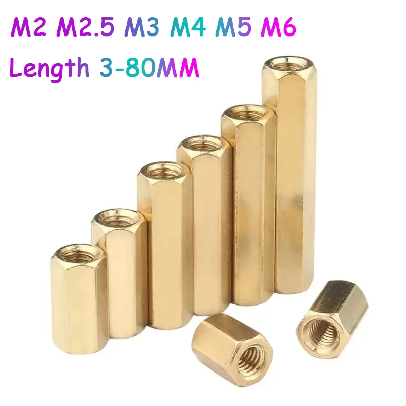 

Hex Female To Female Brass Copper Standoff Spacer Hexagonal Stud Spacer Hollow Pillars M2 M2.5 M3 M4 M5 M6 Length 3-80MM