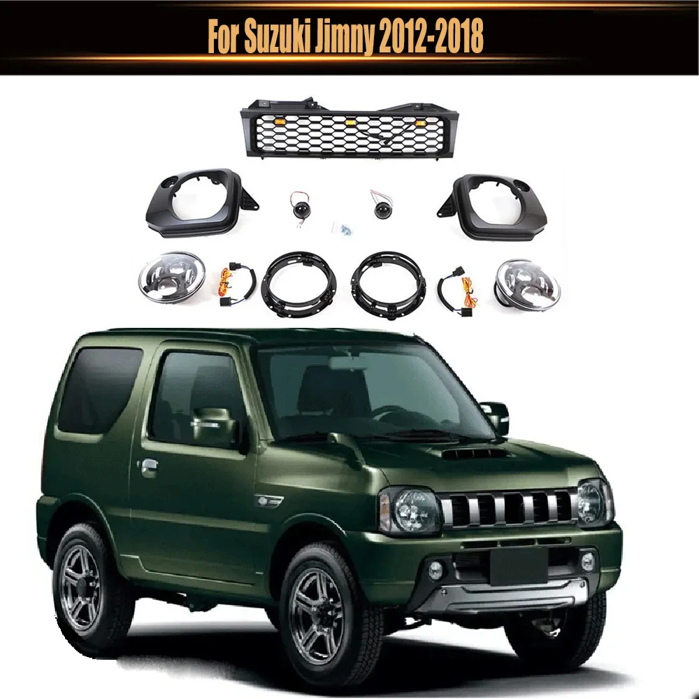 

Для Suzuki Jimny 2012-2018 сетчатый гриль для гонок Автомобиль Стайлинг внешняя отделка передний бампер Гриль Набор фар фотоэлемент Кронштейн Корпус Комплект