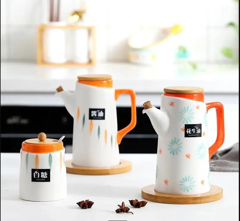 Керамическая банка для масла с деревянным поддоном, герметичная большая бутылка для соевого соуса, емкость для уксуса, емкость для масла лецититуса, кухонные принадлежности в скандинавском стиле
Керамическая банка для масла с деревянным поддоном, герметичная большая бутылка для соевого соуса, емкость для уксуса, емкость для масла лецититуса, кухонные принадлежности в скандинавском стиле