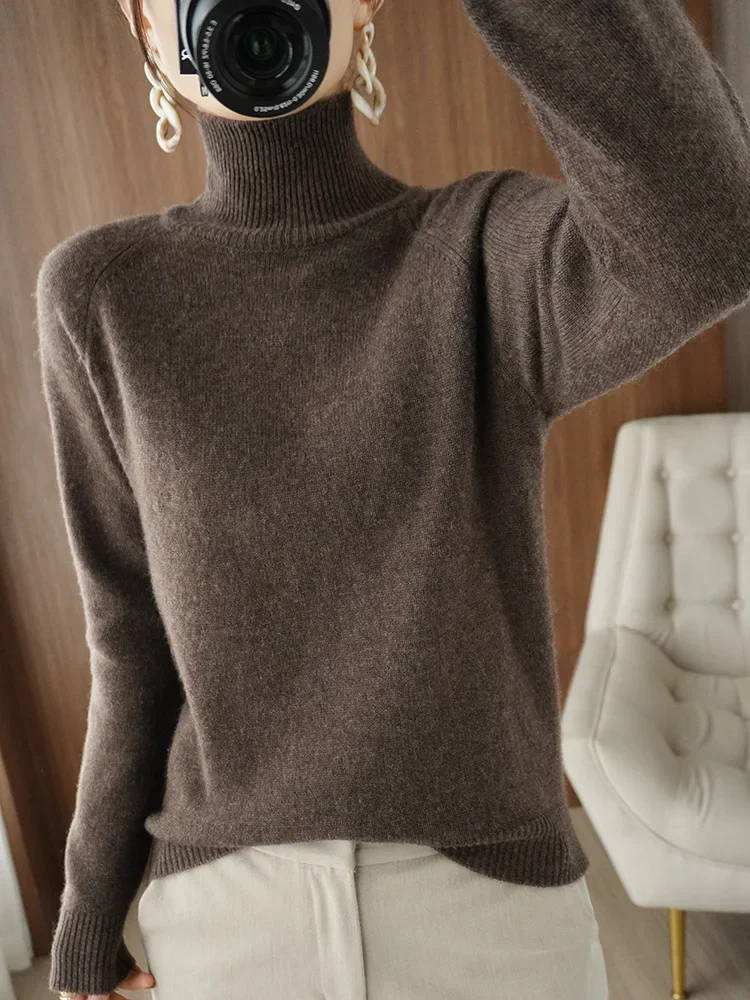 

Модный базовый осенне-зимний мягкий свитер из 30% мериносовой шерсти с длинным рукавом Однотонный пуловер с ложным воротником кашемировая Одежда Топы