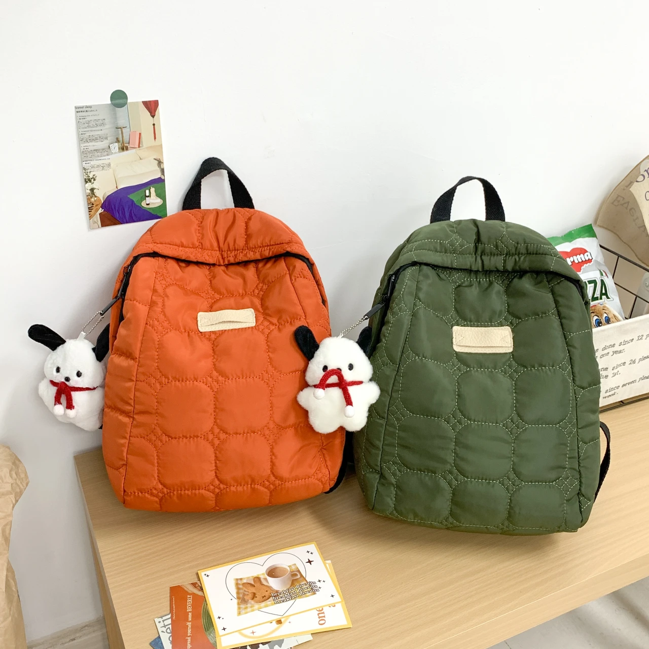

Новинка, Корейская хлопковая Наплечная Сумка на пуху, Женский Легкий Повседневный маленький рюкзак, универсальная школьная сумка для студентов