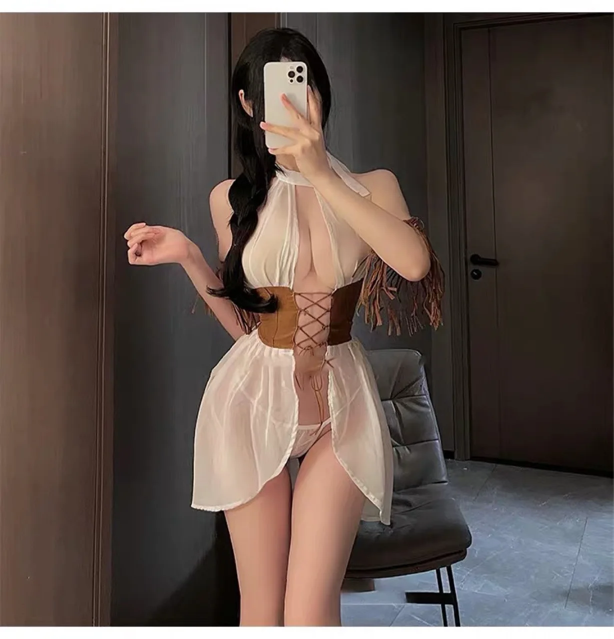 Western Girl's Pure Desire for Lace up jumpsuit, Sexy Hollow Waistband Temptation, Ancient Style Hanging Neck, Fun Underwear Set
Western Girl's Pure Desire for Lace up jumpsuit, Sexy Hollow Waistband Temptation, Ancient Style Hanging Neck, Fun Underwear Set
