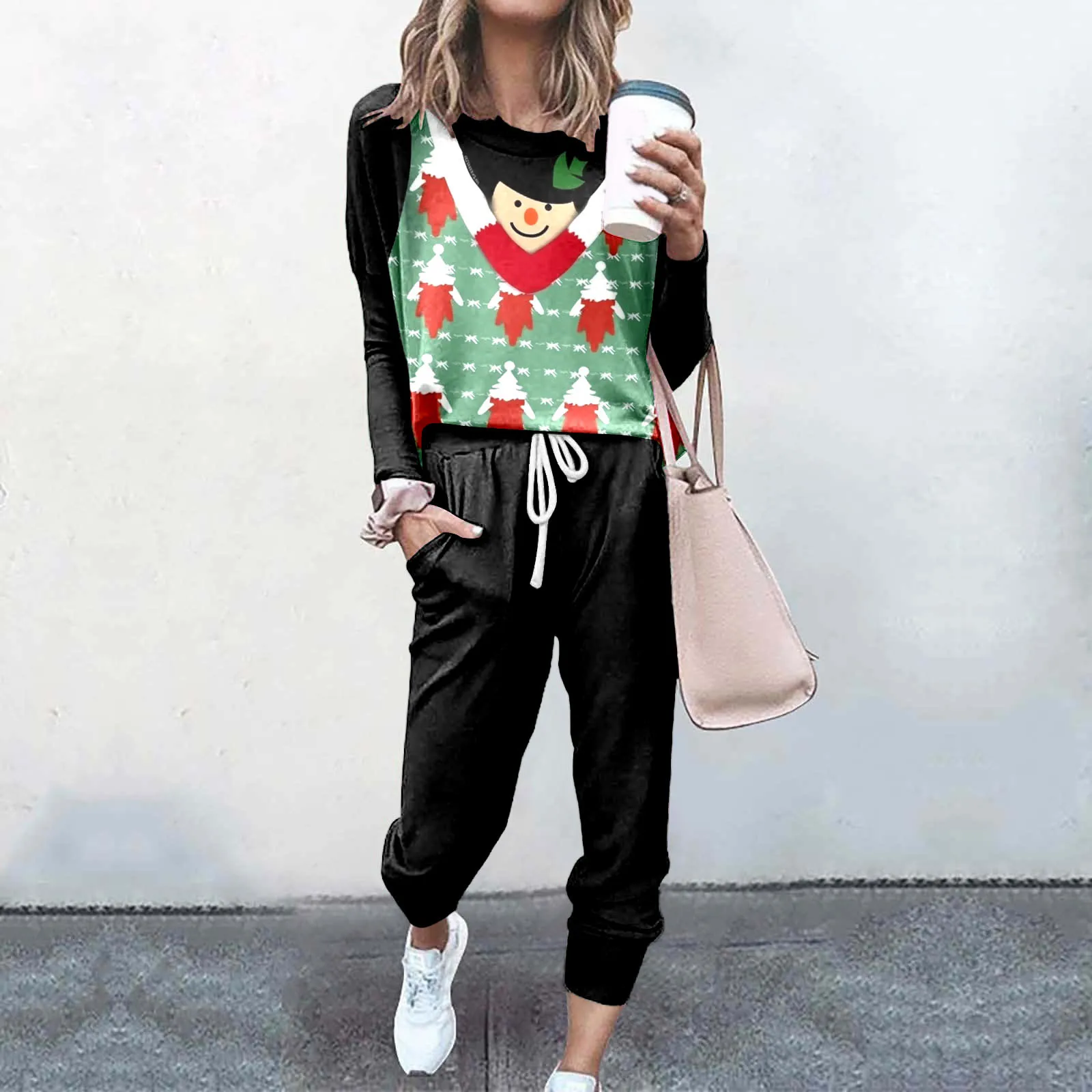 Women Casual Christmas Funny Printed Round Neck Long Sleeve Pocket Drawstring Elastic Waist Pants Sportswear Christmas Suit
Women Casual Christmas Funny Printed Round Neck Long Sleeve Pocket Drawstring Elastic Waist Pants Sportswear Christmas Suit