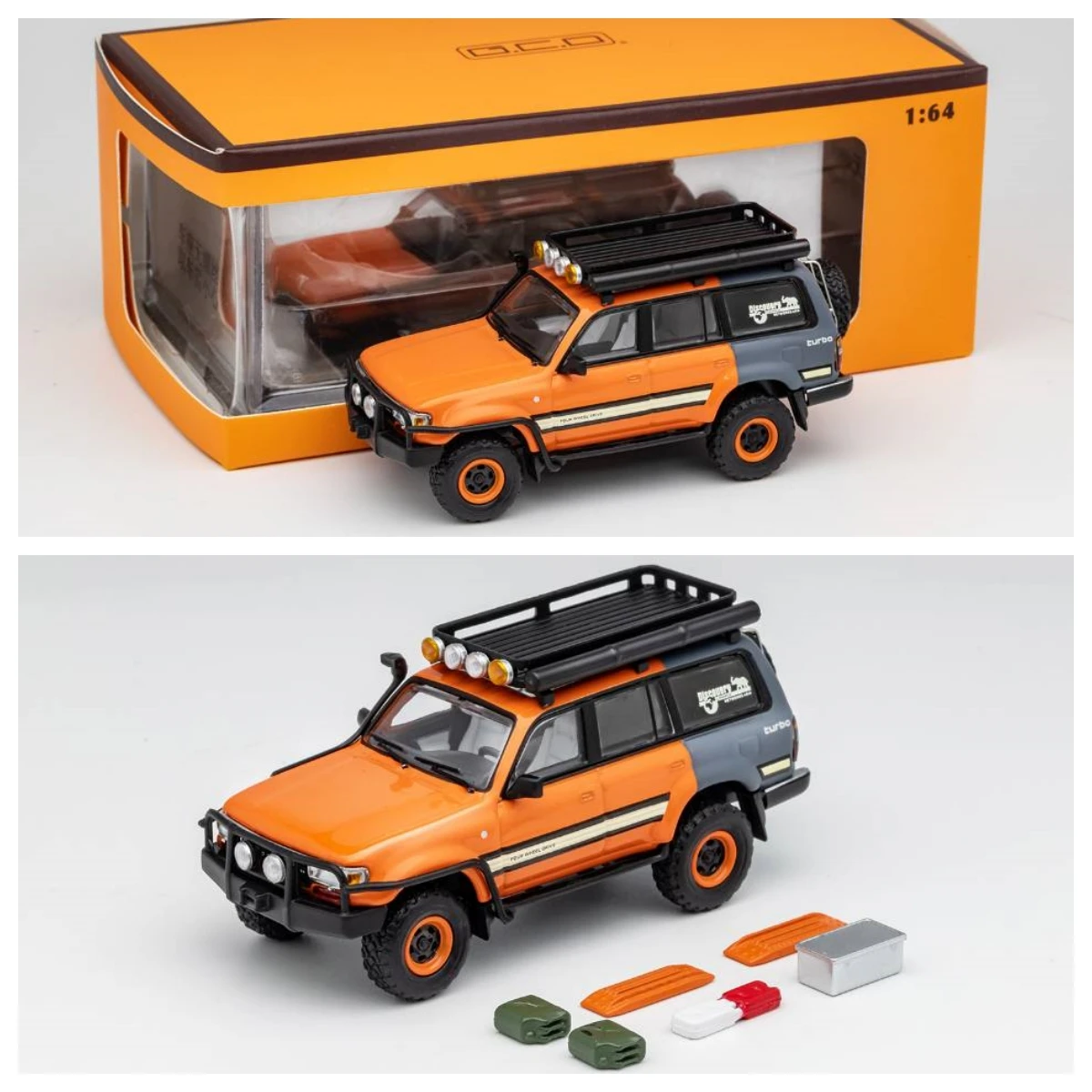 

GCD 1/64 Land Cruiser 80 LC80 Orange Diecast Car Model White Diecast Model car Collection Limited Edition Hobby Toys