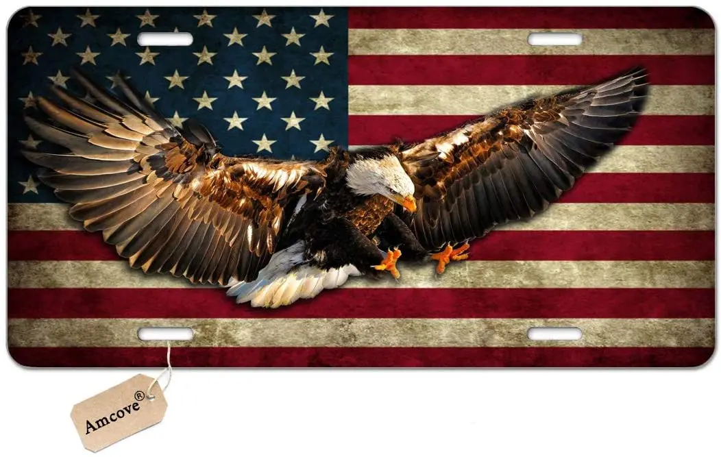 Amcove Eagle and American USA Flag License Plate, Retro Vintage American Flag Novelty Vanity License Plate Tag Sign
Amcove Eagle and American USA Flag License Plate, Retro Vintage American Flag Novelty Vanity License Plate Tag Sign