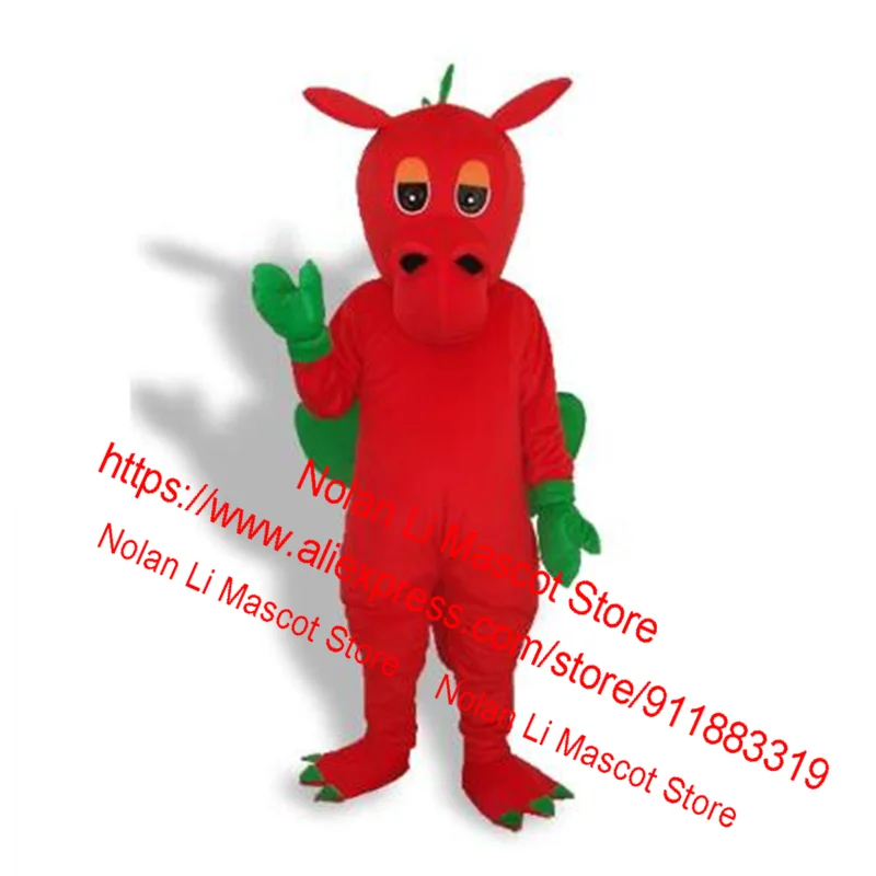 

High Quality Red Dinosaur Mascot Costume Fancy Dress Cartoon Suit Role Play Advertising Game Adult Size Party Holiday Gift 626