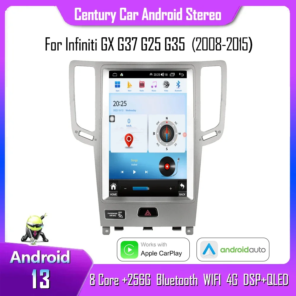 Century For Infiniti GX G37 G25 G35 2008-2015 CarPlay Android 13 Tesla Style Smart Multimedia Video Player GPS Radio Navigation
Century For Infiniti GX G37 G25 G35 2008-2015 CarPlay Android 13 Tesla Style Smart Multimedia Video Player GPS Radio Navigation