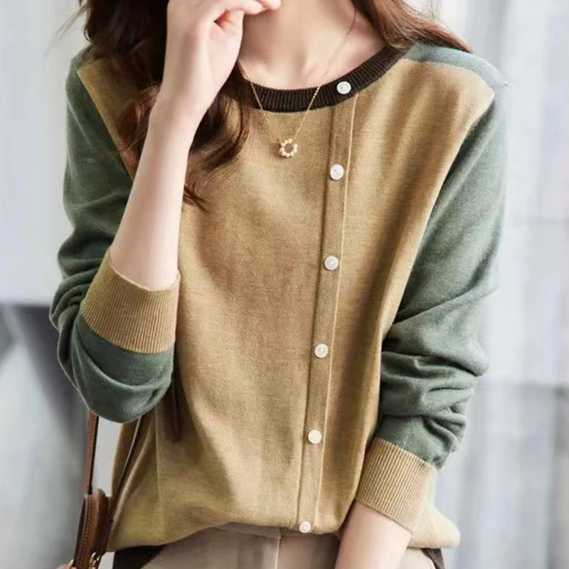 Contrast Color Sweaters Women Loose O Neck Knitted Tops Long Sleeve Pullovers Sweater Mujer 2023 Autumn Winter Casual Clothes
Contrast Color Sweaters Women Loose O Neck Knitted Tops Long Sleeve Pullovers Sweater Mujer 2023 Autumn Winter Casual Clothes