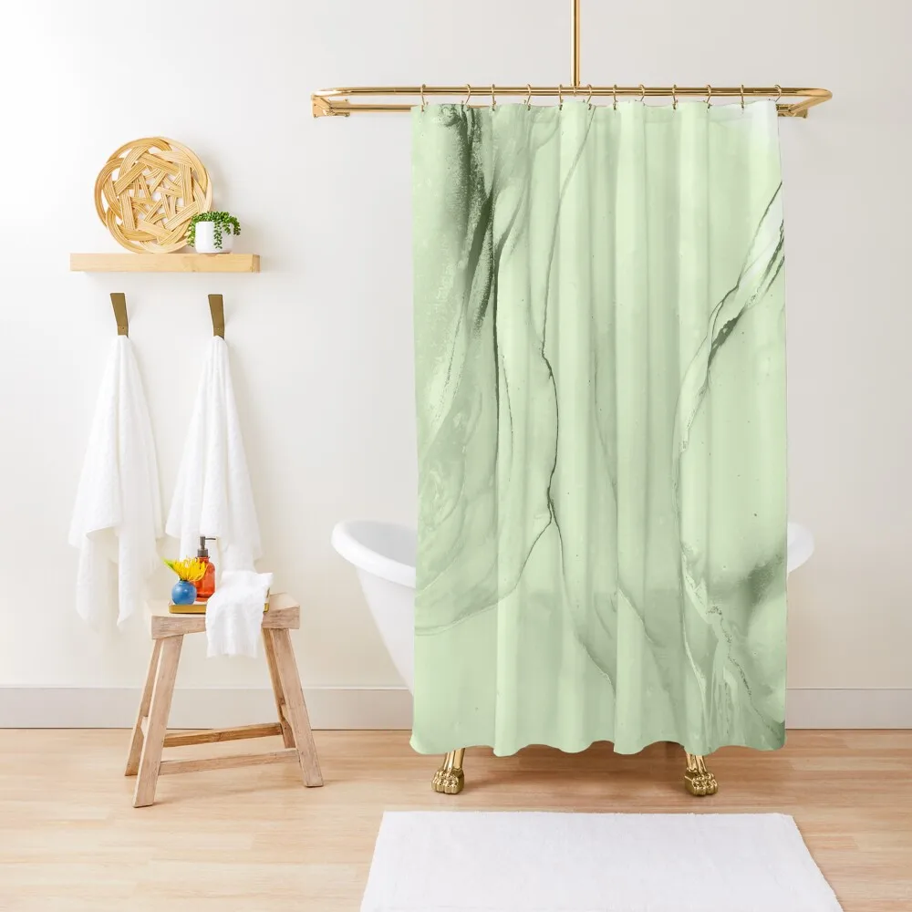 

Soft Pastel Green, Sage Green Marble Shower Curtain Waterproof Bathroom Shower Curtain