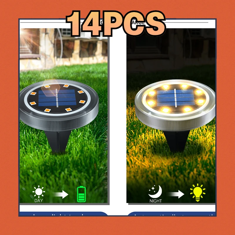 

Solar Powered Ground Lights IP65 Waterproof Outdoor LED Disk for Garden Non-Slip Landscape Path Lighting Patio Lawn
