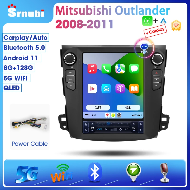 Srnubi for Tesla Style Android 11.0 Car Radio Mitsubishi Outlander 2008-2011 Multimedia Video 2Din 4G Carplay GPS Head Unit |