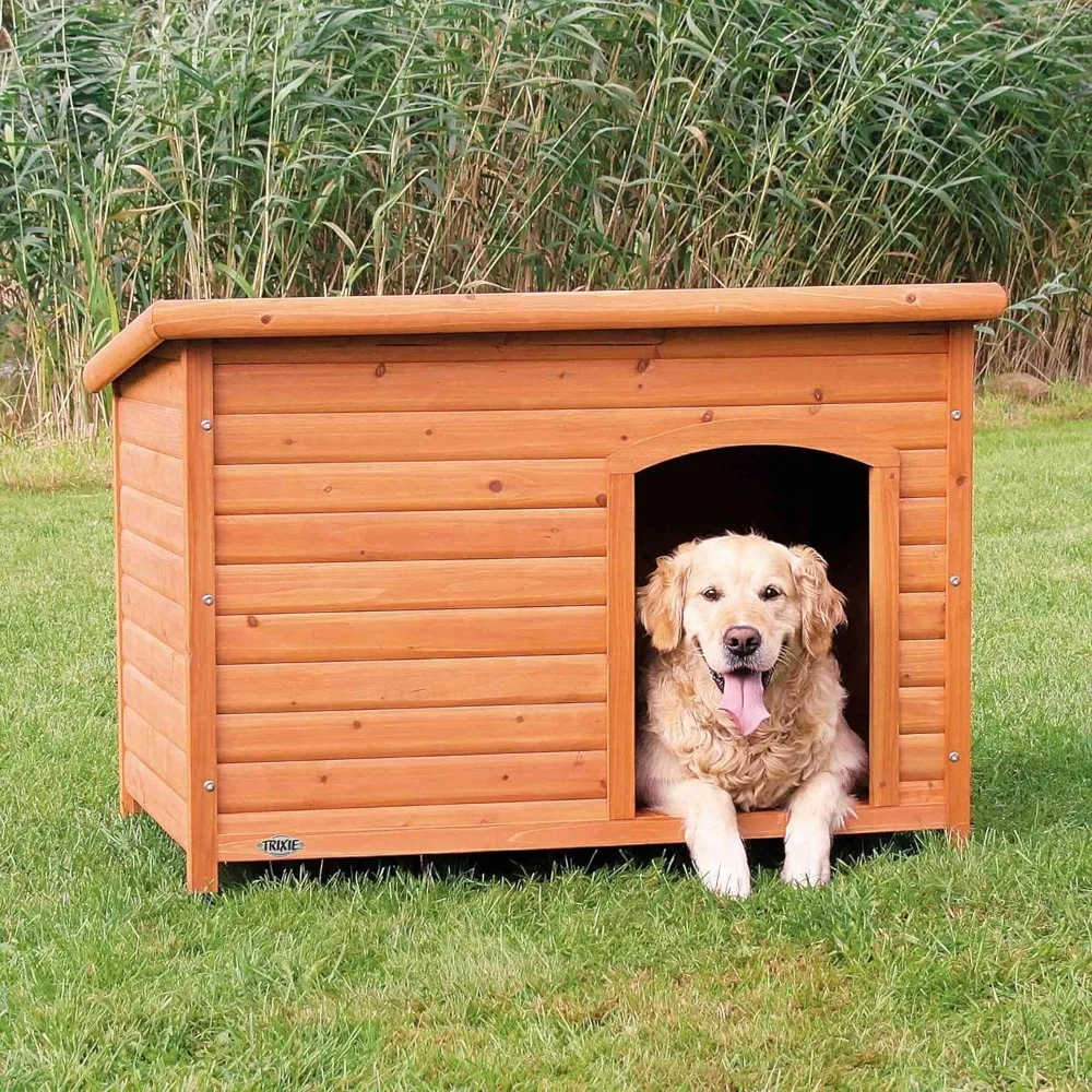 

Mobile House Pets Dogs Elevated Floor Large Wood Dog House Brown 45.5 X 31 X 32.25 Inch Weatherproof Finish Foldable Dog Playpen