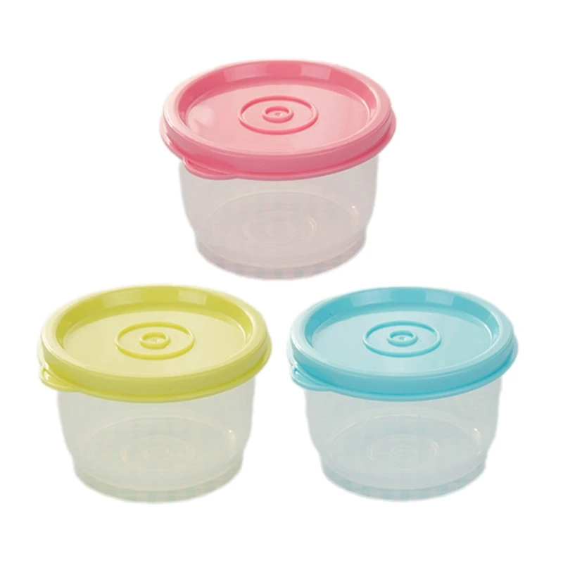 

652F 3Pcs 160ml Food Storage Container with Lid Leakproof Reusable Stackable Plastic Box for Microwave Freezer Dishwasher