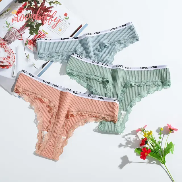 Culotte tanga en coton pour femme, sous-vêtement sexy, taille basse, couleur unie, noir, dentelle invisible 1