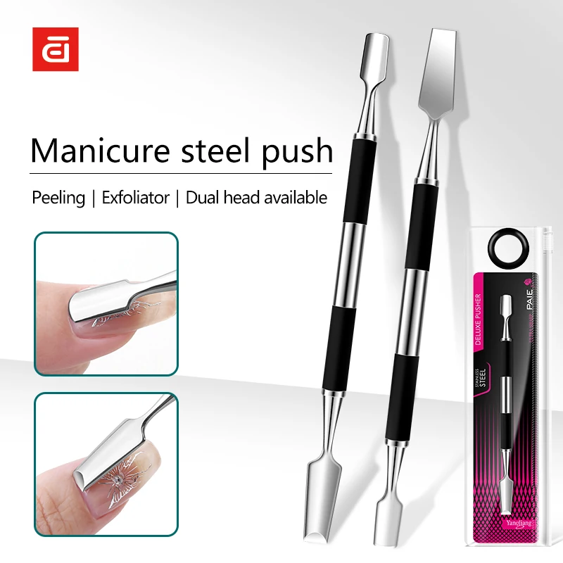 

1pcs Double-ended Stainless Steel Cuticle Pusher Dead Skin Push Remover For Pedicure Manicure Nail Art Cleaner Care Tool