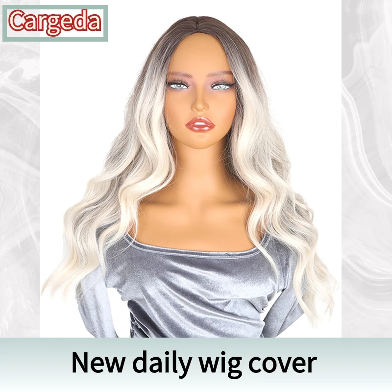 

Middle Parted Black Long Daily Gradient Gray Texture Permed Long Curly Hair High Temperature Silk Chemical Fiber Wig For Women