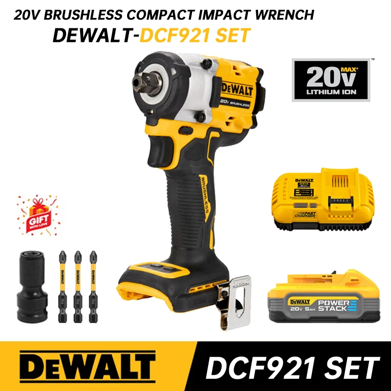 

DEWALT DCF921 Compact Impact Wrench 20V Cordless Brushless 1/2" Impact Wrench Kit With Lithium Battery Professional Power Tools