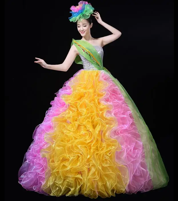 Женское сценическое танцевальное платье, Радужное современное Открытое платье с цветами
Женское сценическое танцевальное платье, Радужное современное Открытое платье с цветами